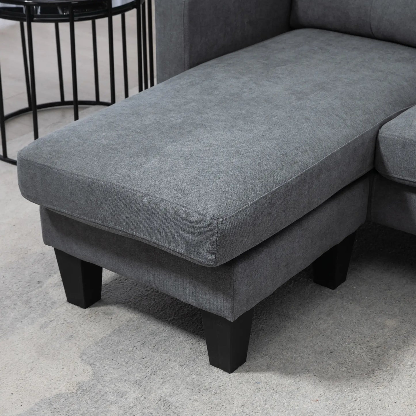 Nancy's Lido Hoekbank - L-vormige Bank - Omkeerbare chaise lounge - Grijs - Linnen - ± 185 x 130 x 85 cm