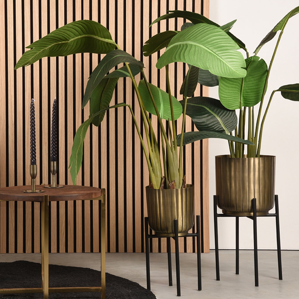 LABEL51 Bloempot - Plantenstandaards Antiek Goud | Zwart Metaal 23x23x50 cm