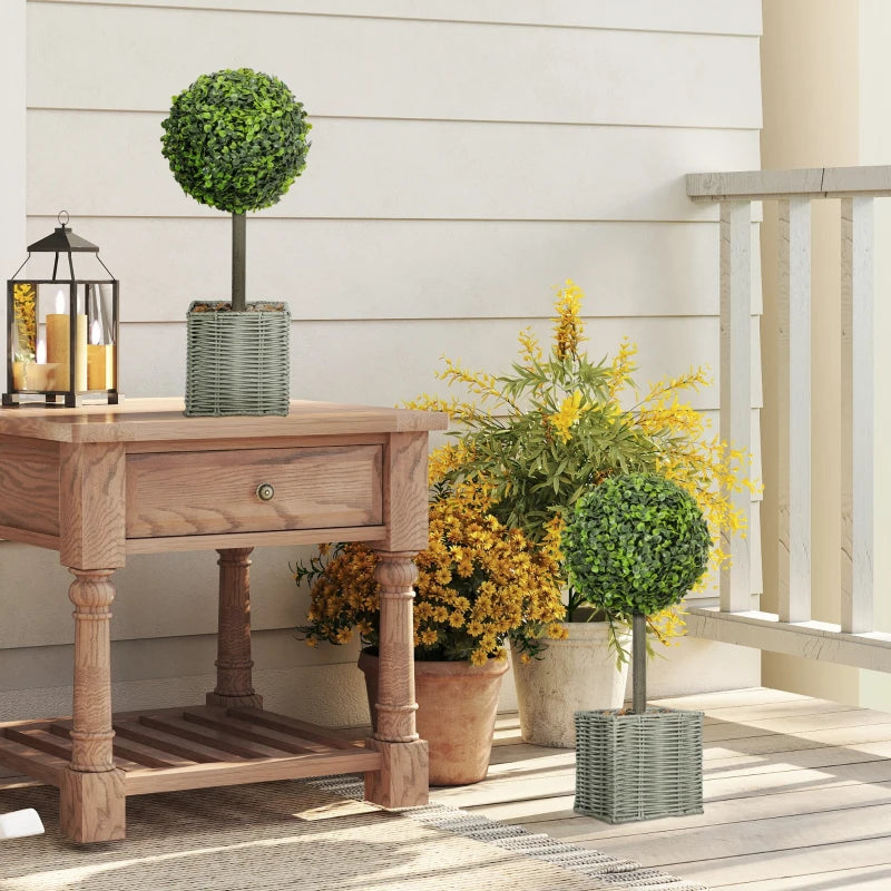 Nancy's Meina Kunstplanten - Kunst buxussen - Buxus - Set van 2 - Groen - 50 cm hoog