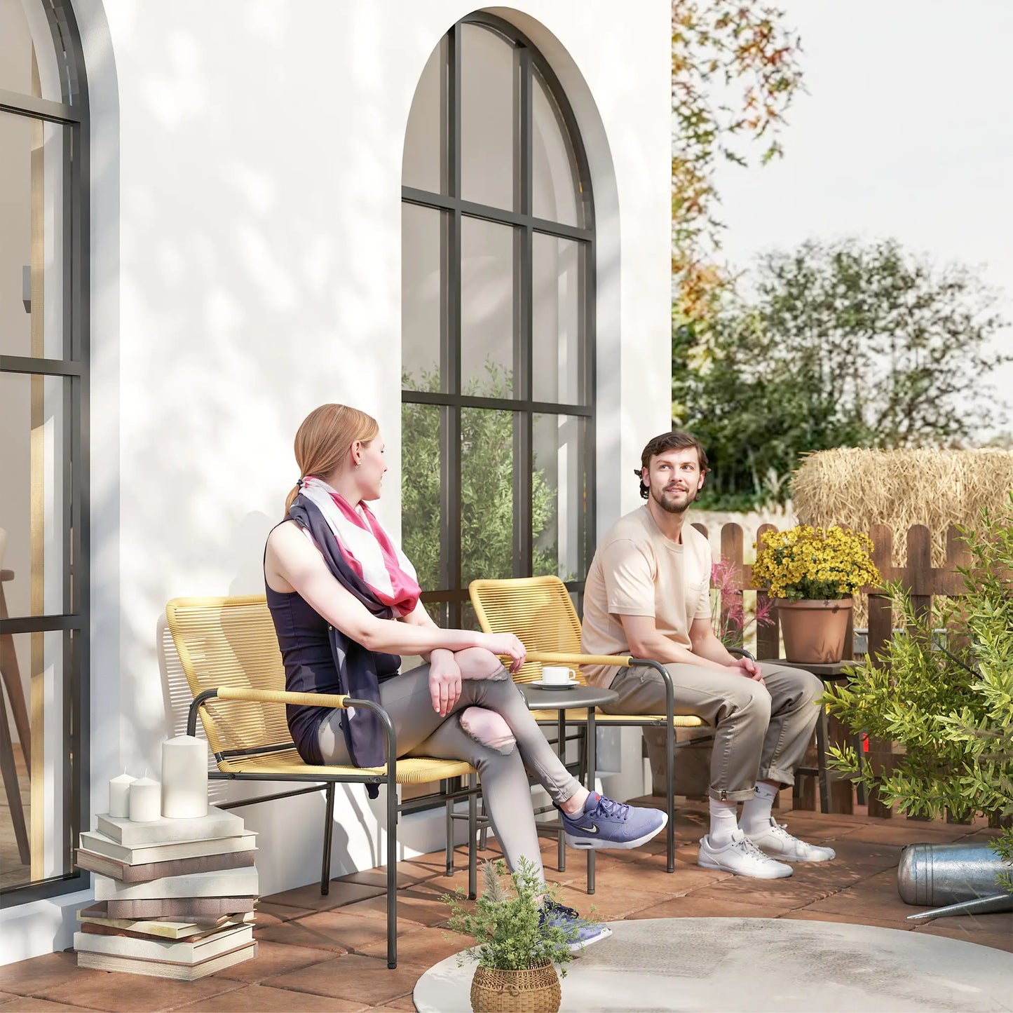 Nancy's Genga Bistroset - Balkonset - Tuinset - Grijs - Staal / Rotan