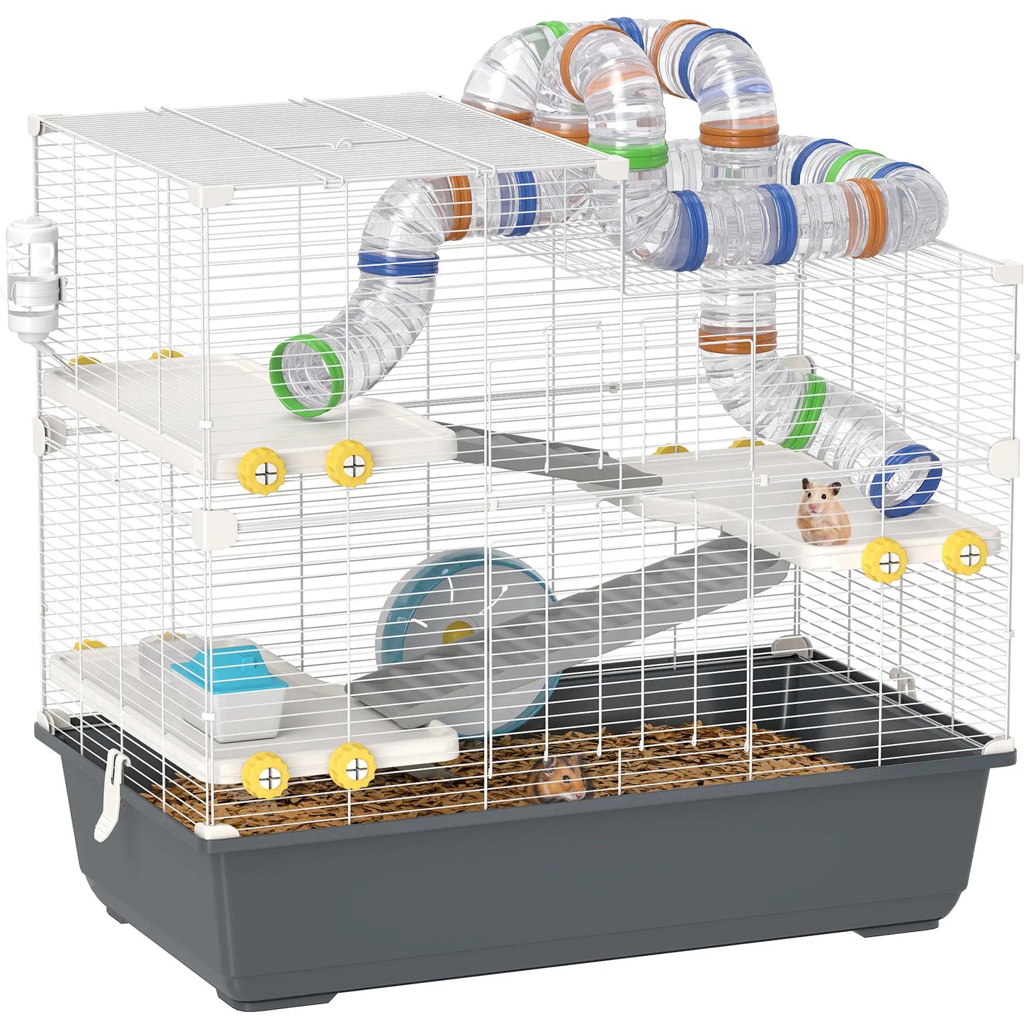 Nancy's Idro Knaagdierkooi - Hamsterkooi - Wit / Grijs - Staal - ± 80 x 45 x 75 cm