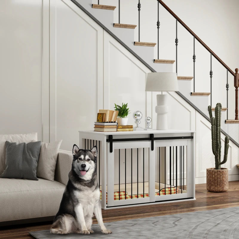 Nancy's Olhalvo Doghouse - Cage pour chien - Enclos pour chien - Blanc - Aggloméré / Acier - ± 100 x 60 x 60 cm