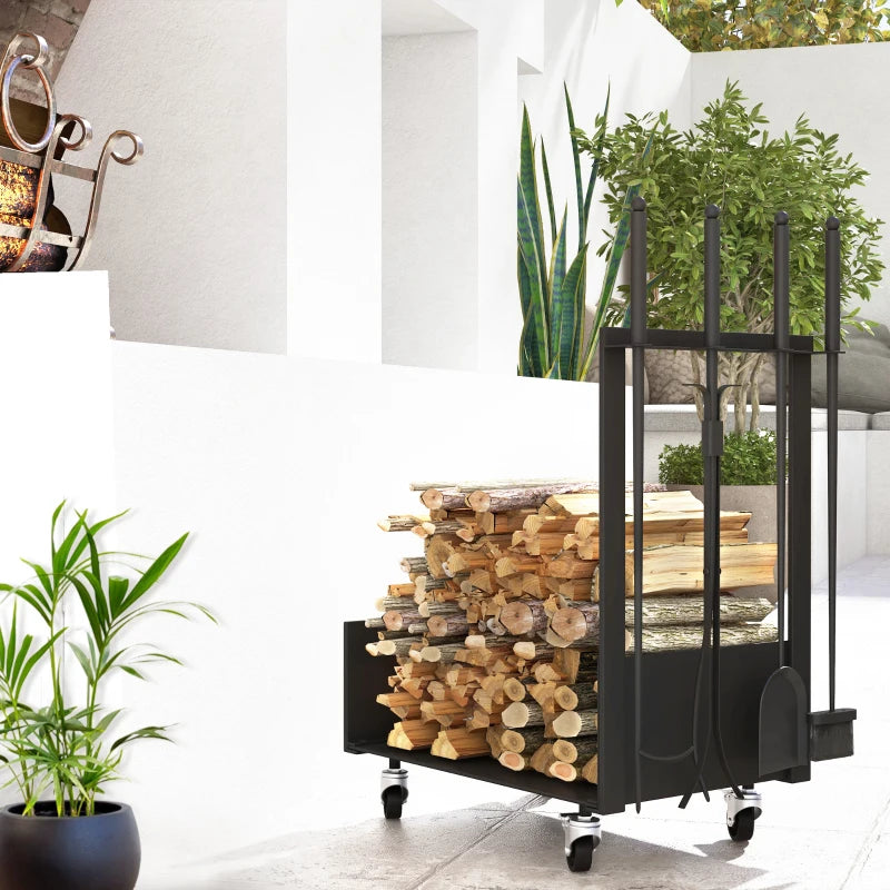 Nancy's Ventosa Firewood Rack - Wood Storage - Firewood Storage - Black - Steel
