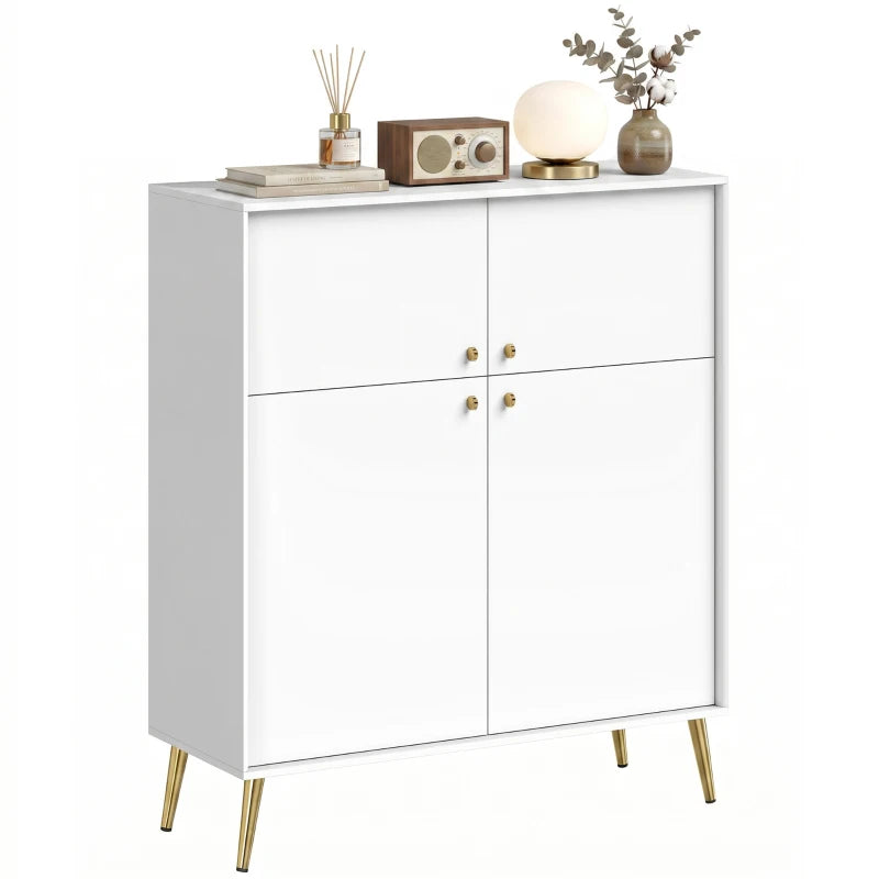 Nancy's Tenno Commode - Dressoir - Opbergkast - Crème / Goud - ± 105 x 40 x 125 cm