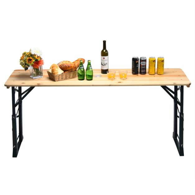 Nancy's Terrenho Biertafel - Campingtafel - Picknicktafel - Kampeertafel - Hout - ± 170 x 50 x 75-105 cm