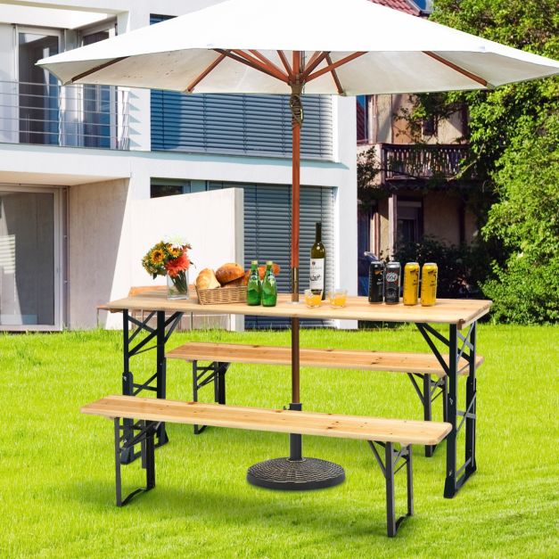 Nancy's Terrenho Biertafel - Campingtafel - Picknicktafel - Kampeertafel - Hout - ± 170 x 50 x 75-105 cm