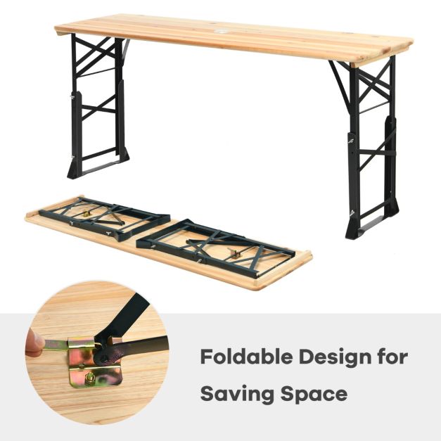 Nancy's Terrenho Biertafel - Campingtafel - Picknicktafel - Kampeertafel - Hout - ± 170 x 50 x 75-105 cm