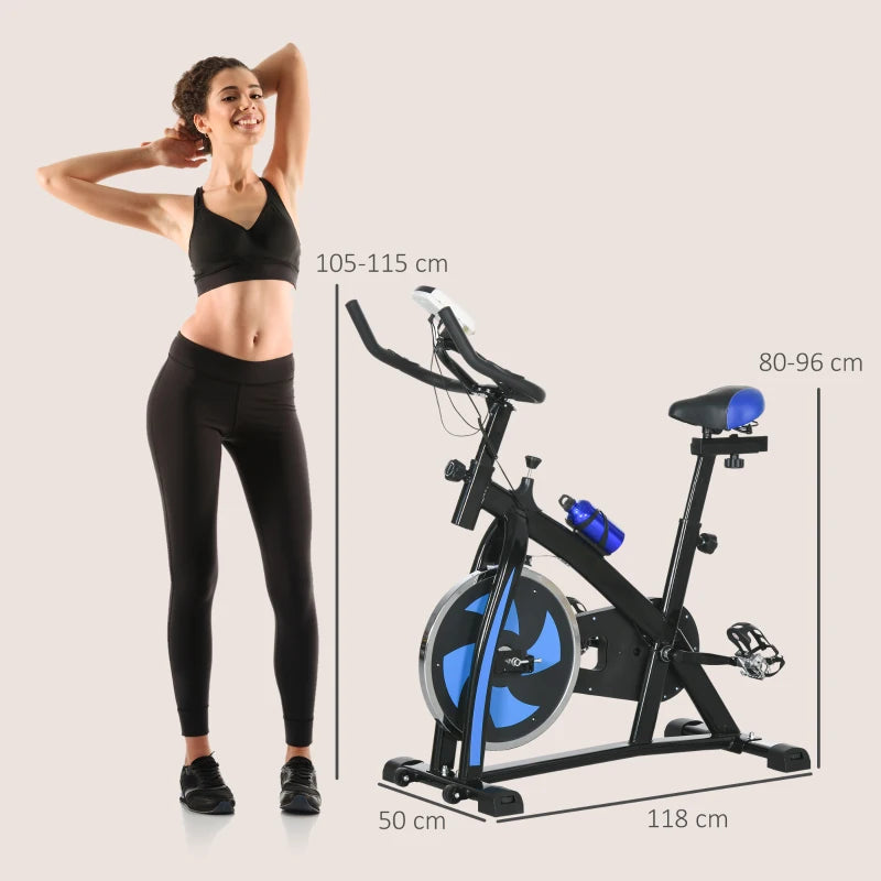 Nancy's Avolasca Hometrainer - Fietstrainer - Met Hartslagmonitor - Verstelbaar - Praktische Wielen - Blauw