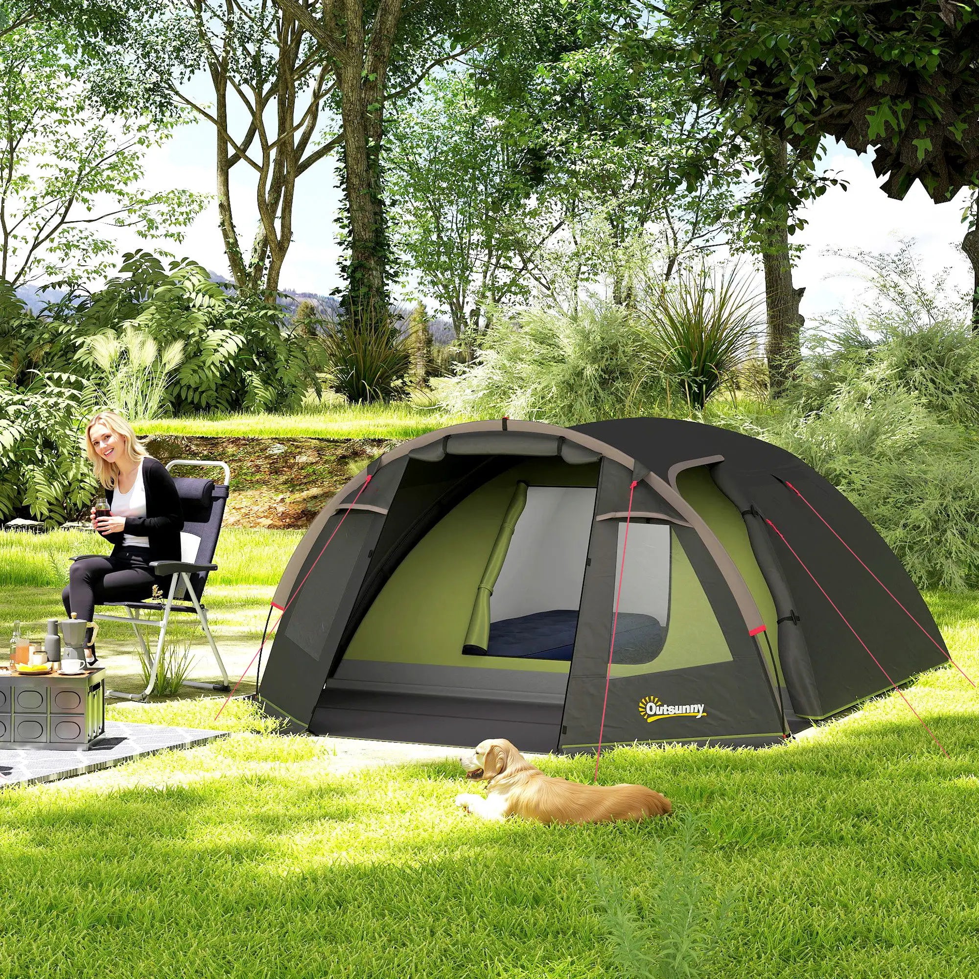 Nancy's Gubbio Kampeertent - Campingtent - Familietent - Zwart - 360 x 250 x 130 m