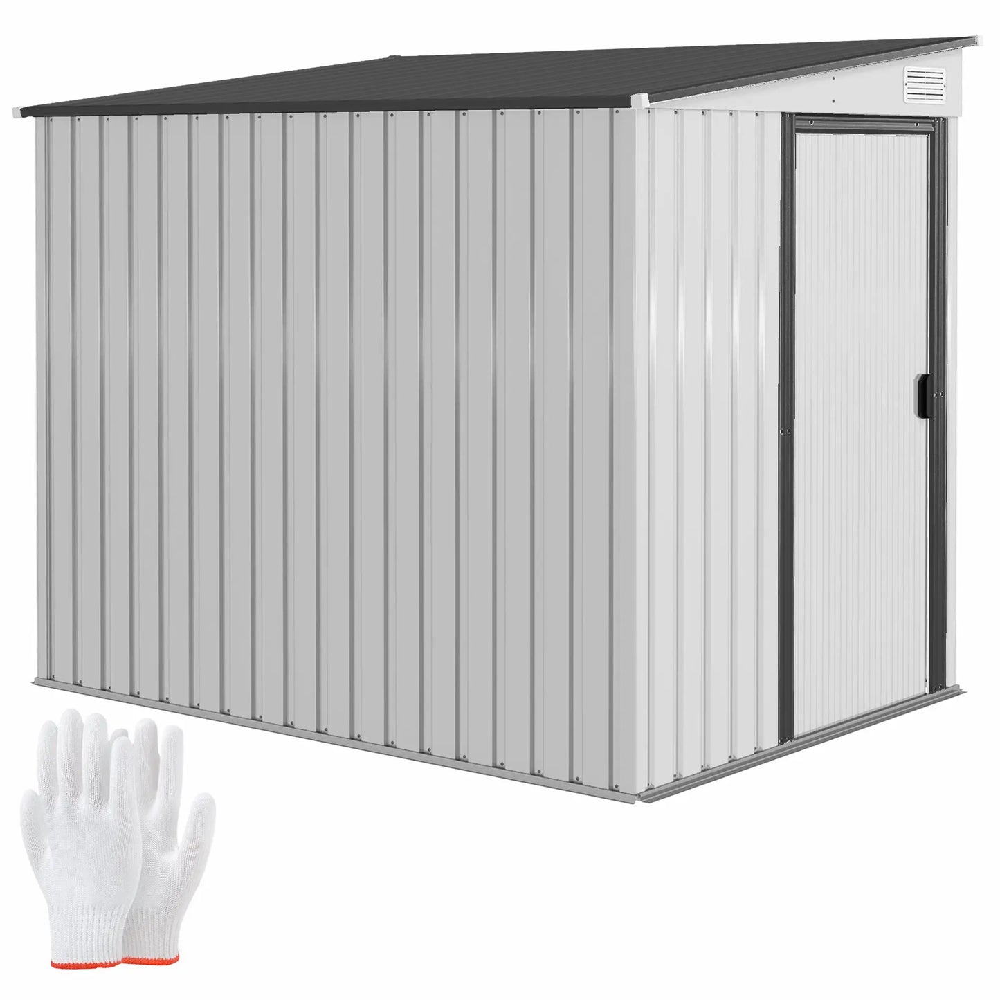 Nancy's Malamocco Opbergschuur - Tuinschuur - Schuurtje - Wit - Staal - 154 x 206,5 x 160/181 cm