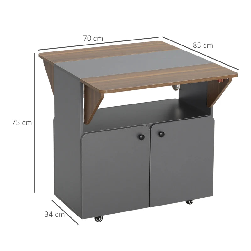 Nancy's Misterbianco Bijzettafel op Wieltjes - Bijzettafeltje - Klaptafel - Multifunctioneel - Grijs / Bruin