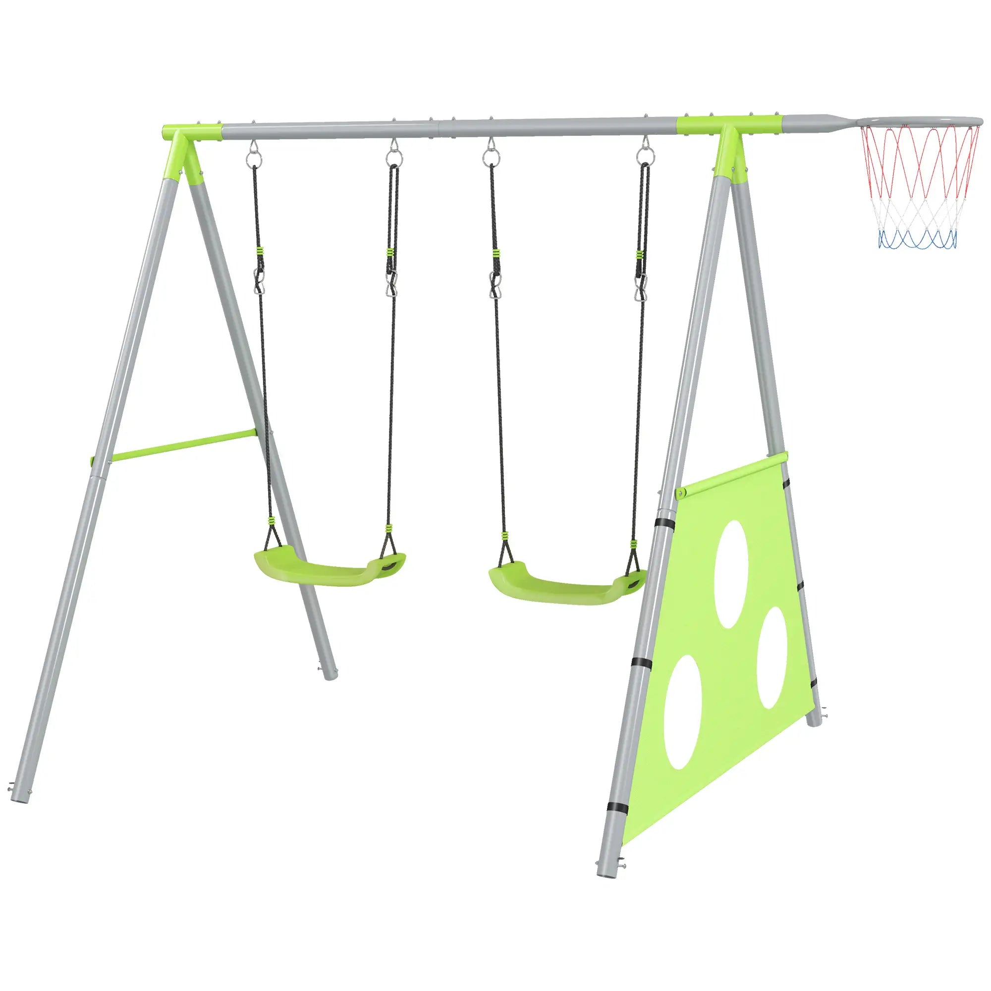 Nancy's Drapia Schommel - Kindeschommel - Dubbele Schommel - Groen / Grijs - ± 240 x 180 x 180 cm