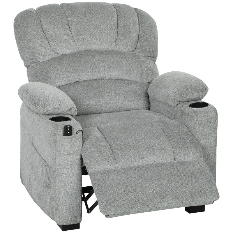 Nancy's Tassullo Elektrische Fauteuil - Relaxfauteuil - Relaxstoel - Kantelbaar - Grijs - Fluweel