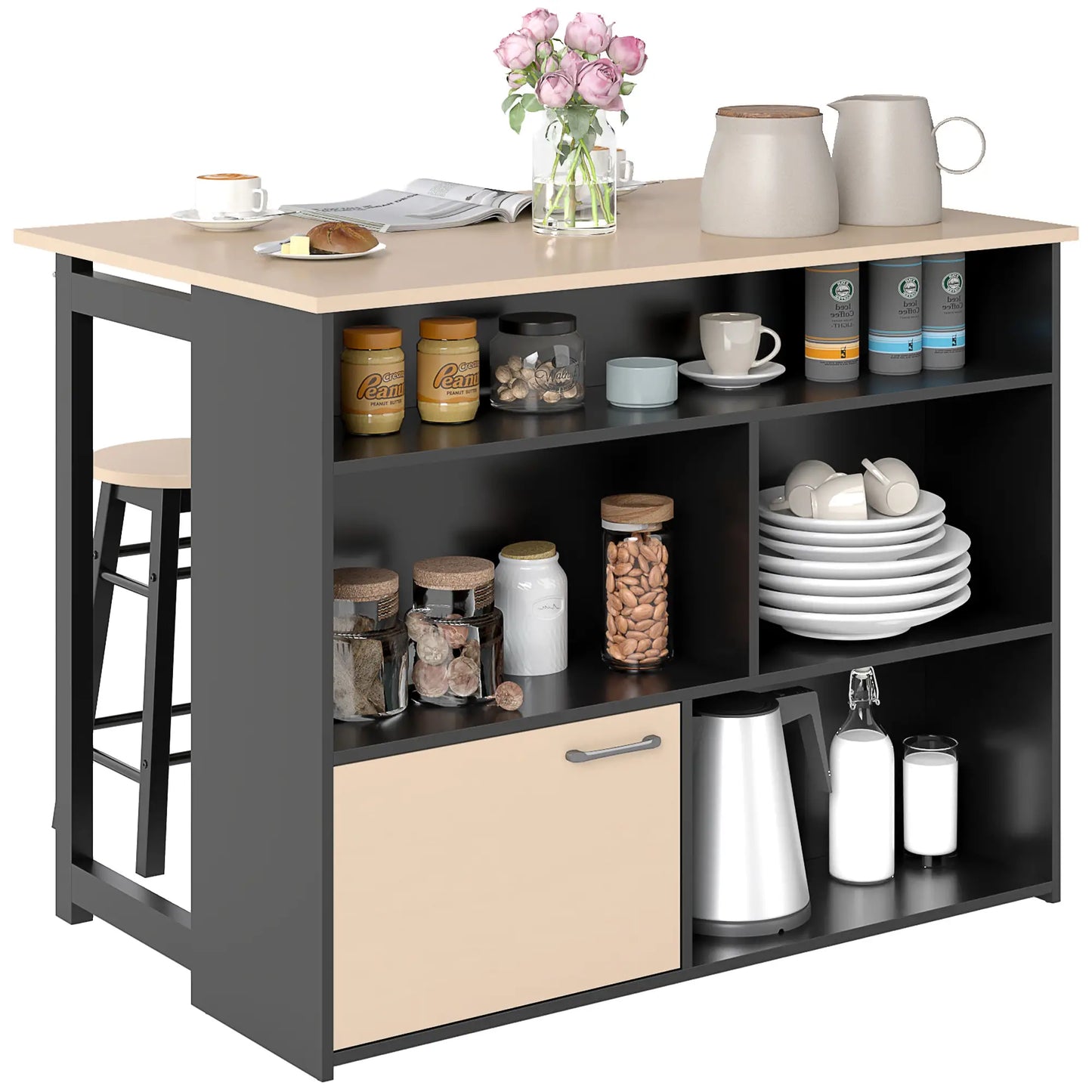 Nancy's Caraglio Bartafel Set - 3-Delige Bar Set - Zwart / Eiken