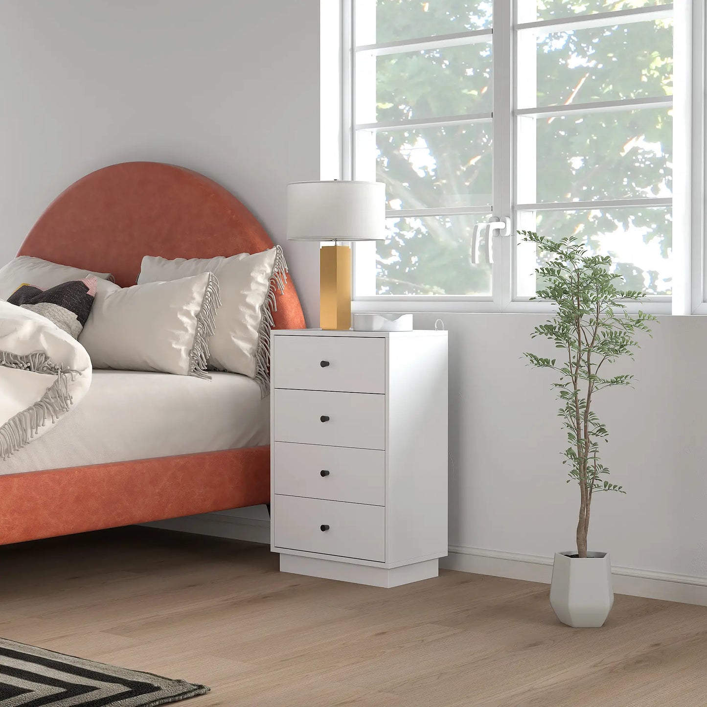 Nancy's Fossacesia Commode - Dressoir - Opbergkast - Wit - ± 45 x 30 x 75 cm