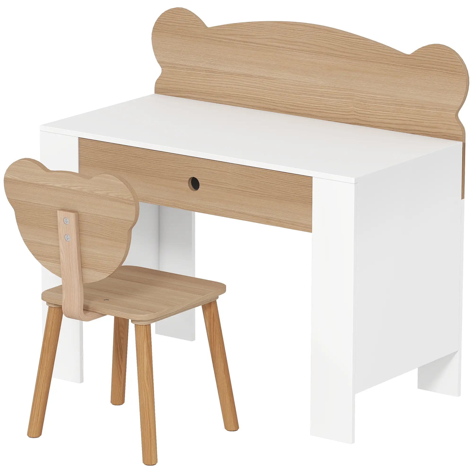 Nancy's Luino Kindertafel - Kinderbureau - Met Lade - Hout / Wit - ± 80 x 40 x 75 cm