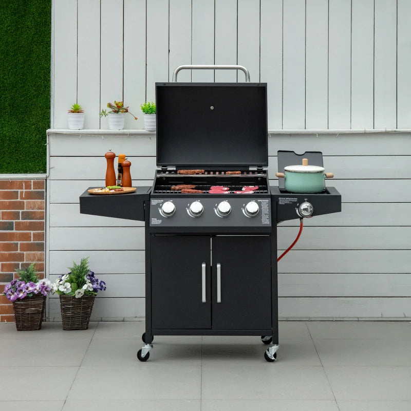 Nancy's Gamil Barbecue - BBQ - Grill - Gas BBQ - 4 Burners - Black - Steel