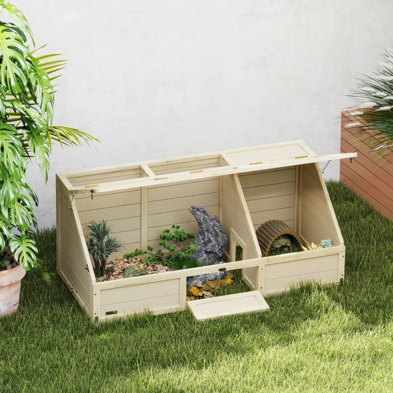 Nancy's Nibbiano Schilpaddenhuis - Schilpaddenverblijf - Schildpadhuis - Dennenhout - 120L x 55B x 20/50H cm