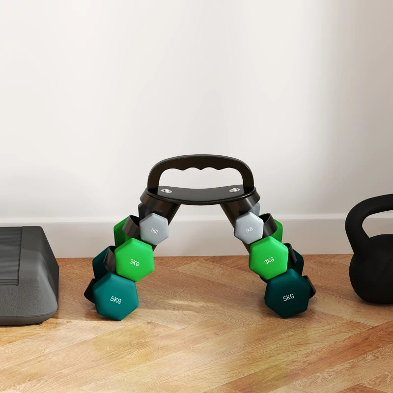 Nancy's Anobra Dumbbells - Halterset met Opbergrek - Set van 6 Halters - Dumbbell Set - 2x1 kg - 2x3kg - 2x5kg