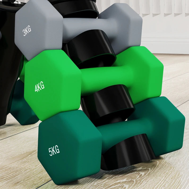 Nancy's Belide Dumbbells - Gewichten Set - Halterset met Halterrek - Set van 6 Halters - 2x3kg - 2x4kg - 2x5kg