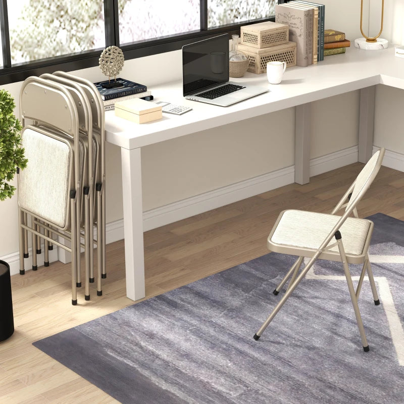 Nancy's Noto Klapstoelen - Set van 4 - Vouwstoel - Beige - Staal / Linnen