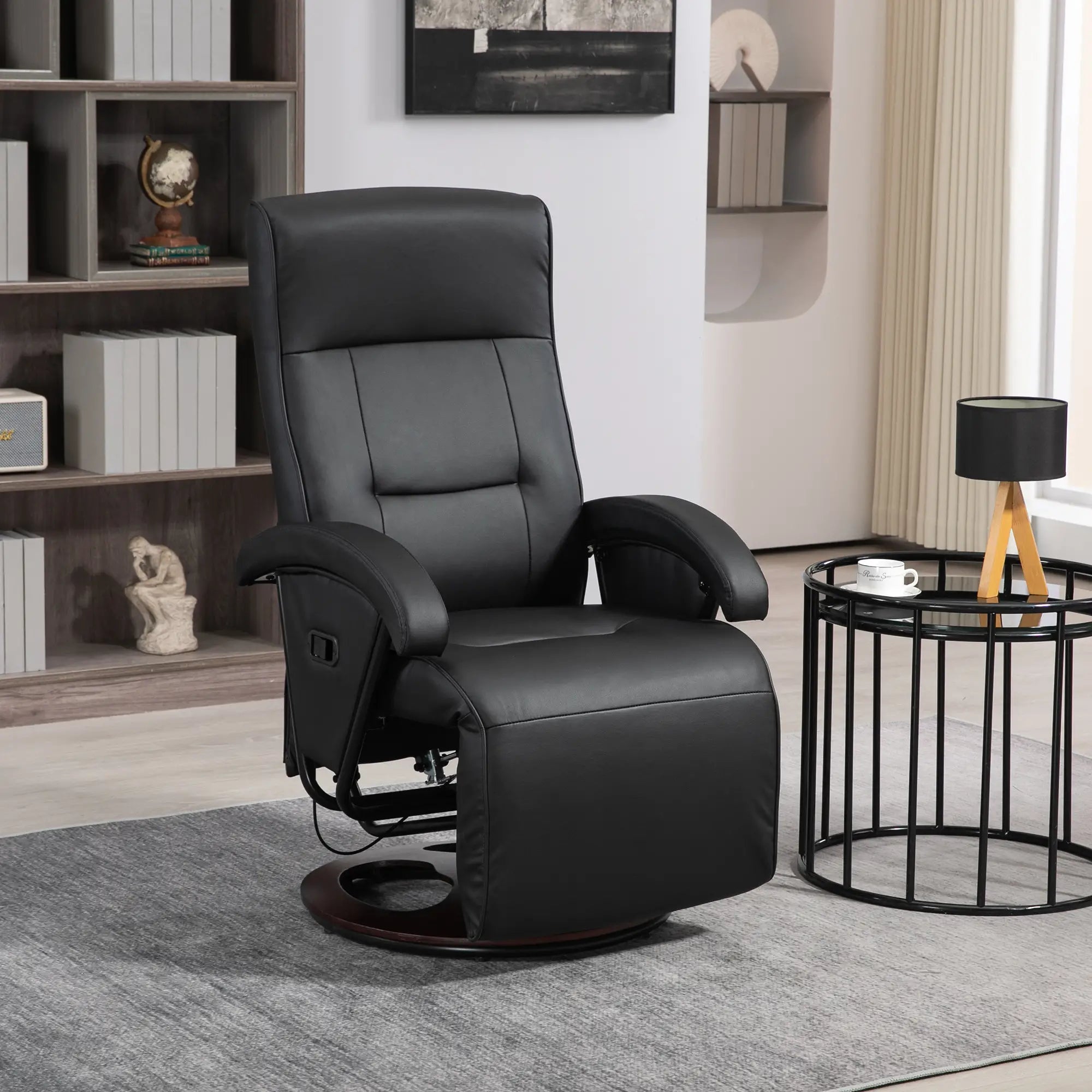 Nancy's Limena Draaifauteuil - Draaistoel - Fauteuil - Relaxfauteuil - Zwart - Kunstleer