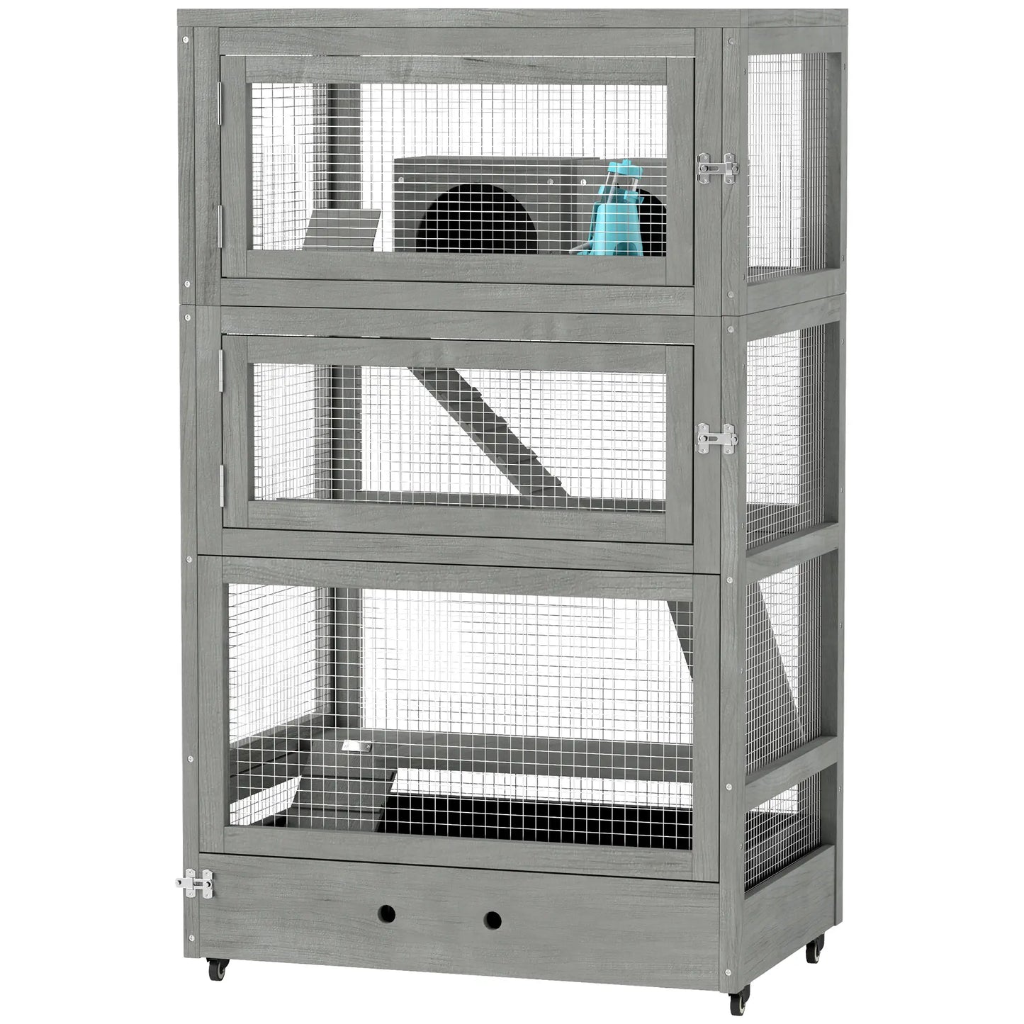 Nancy's Guilhufe Knaagdierenkooi - Dwerghamsterkooi - Hamsterkooi - Grijs - Dennenhout - ± 65 x 45 x 110 cm