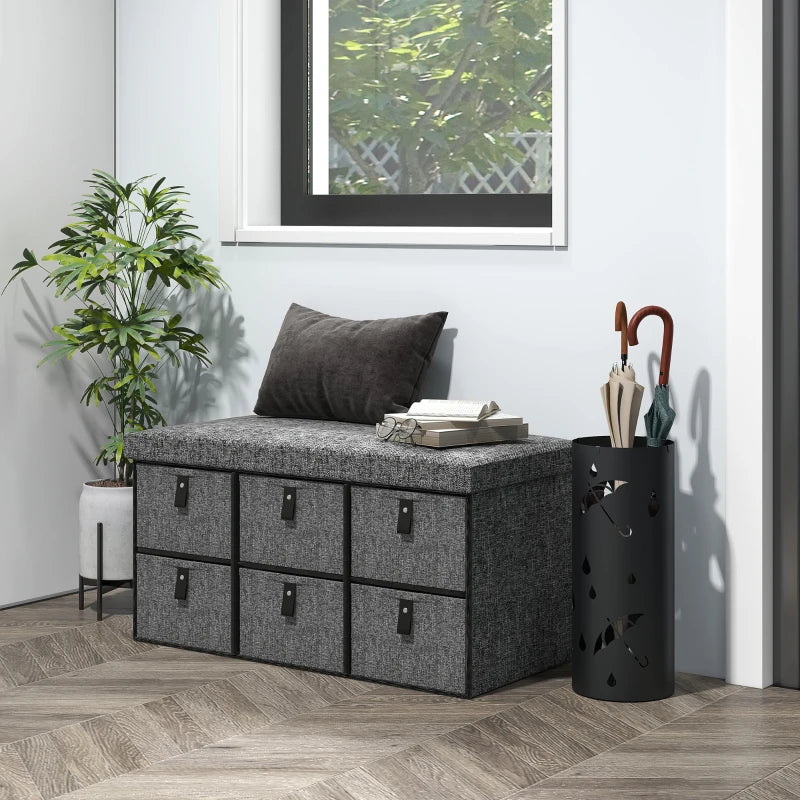 Nancy's Orbassano Schoenenbank - Opbergbank - 6 Lades - Grijs - ± 75 x 40 x 40 cm