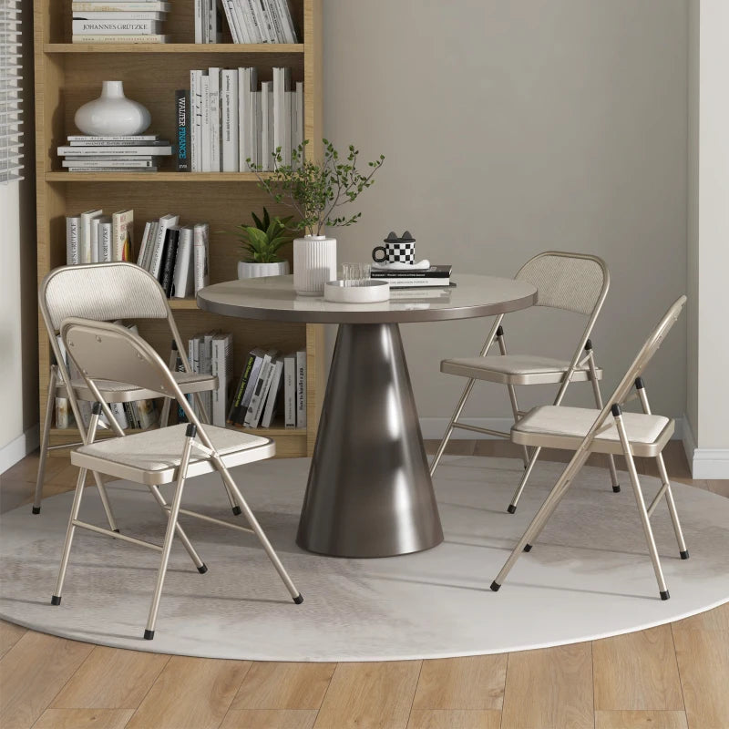 Nancy's Noto Klapstoelen - Set van 4 - Vouwstoel - Beige - Staal / Linnen