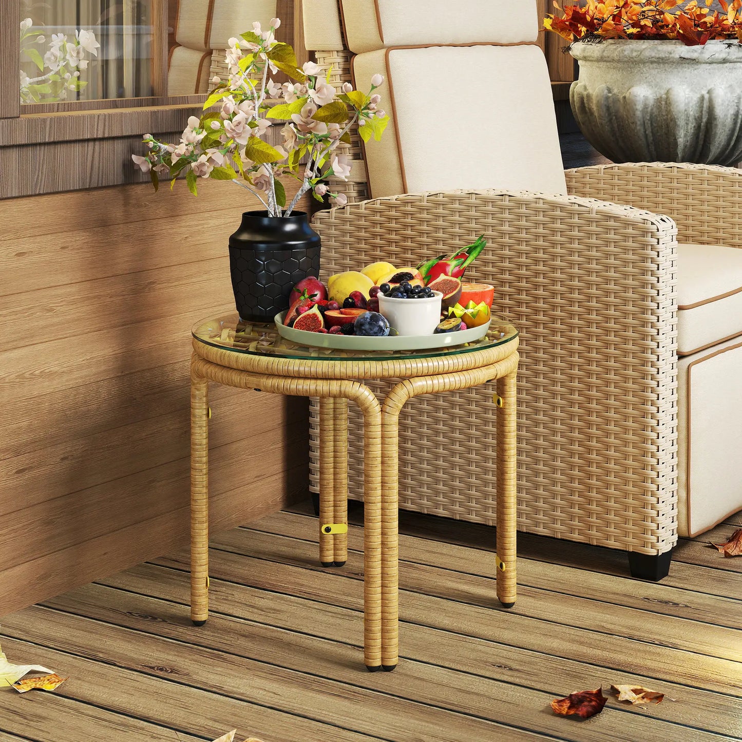Nancy's Gerenzano Tuintafel - Balkontafel - Rotan - ± Ø 50 x 45 cm