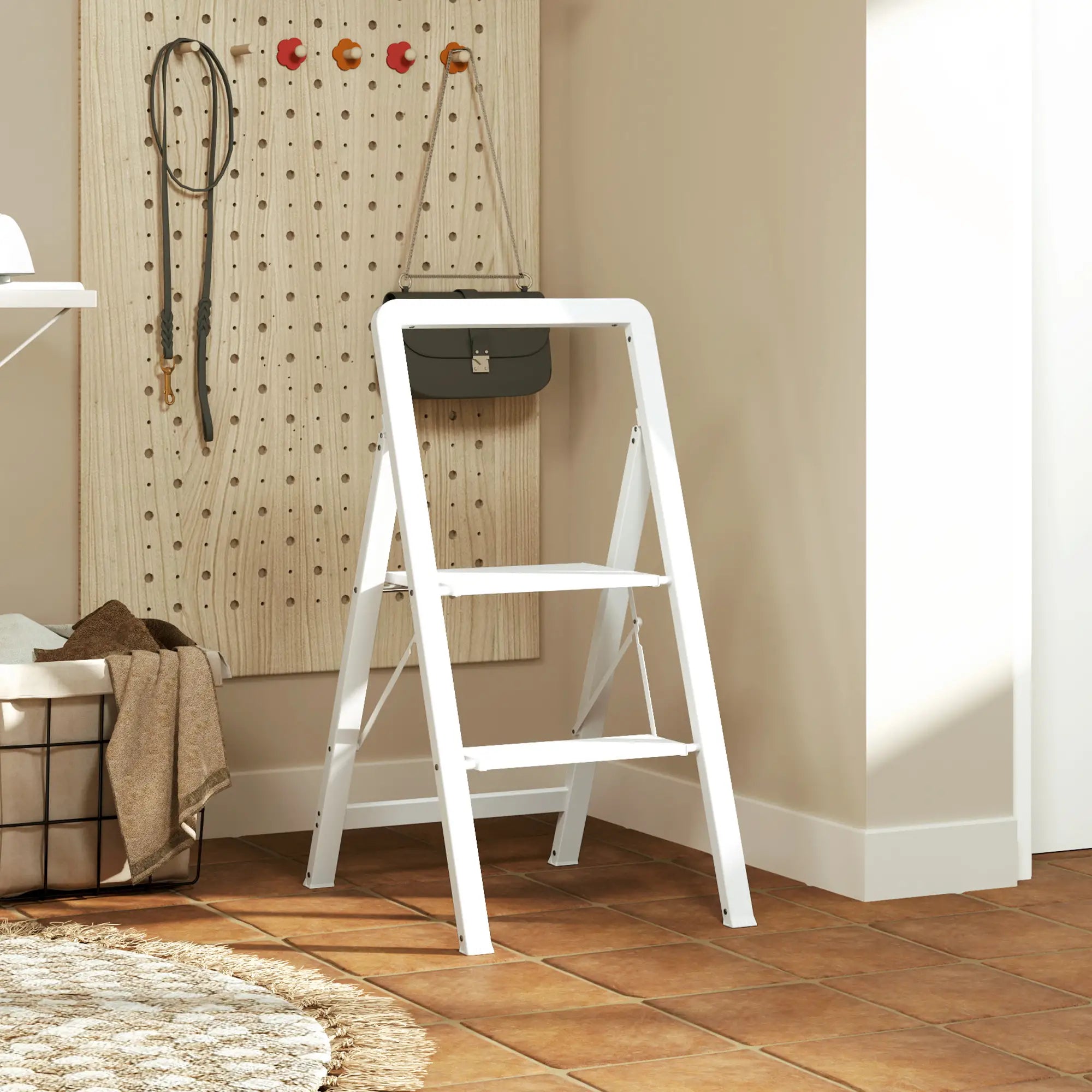 Nancy's Fusignano Ladder - Trap - Opstapje - Wit - ± 50 x 40 x 80 cm