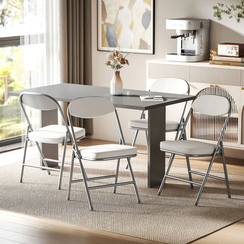 Nancy's Oliveri Klapstoelen - Set van 4 - Vouwstoel - Corduroy - Crèmewit