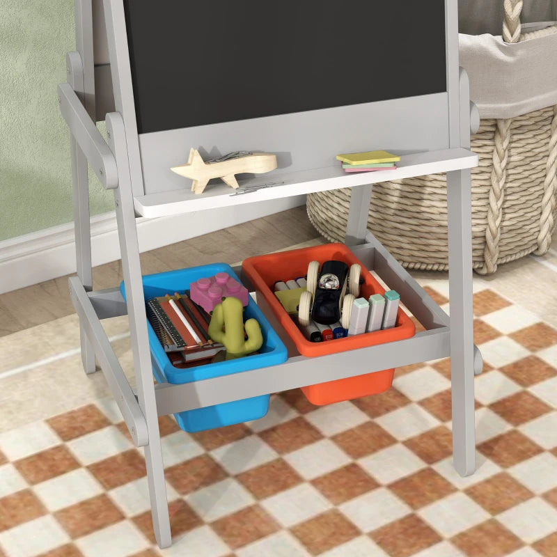Nancy's Faron Krijtbord voor Kinderen - Whiteboard - Kleurbord voor Kinderen - 3-in-1 Ontwerp - Grijs