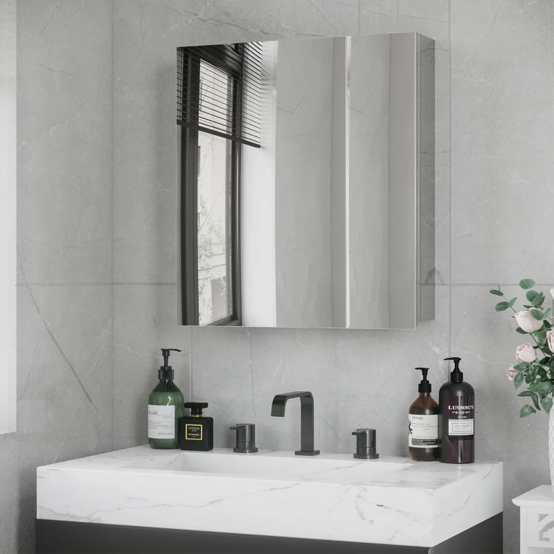 Nancy's Varzielas Mirror cabinet - Bathroom cabinet - Bathroom mirror - Silver - ± 55 x 15 x 60 cm