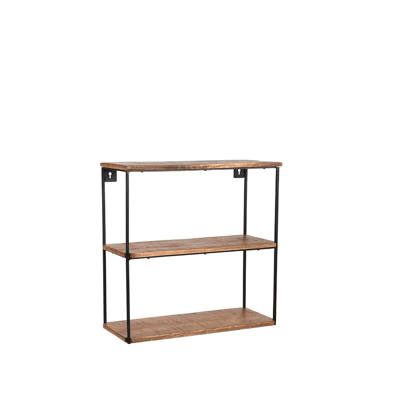 LABEL51 Vintage Wandplank M - Rough Mangohout | Zwart Metaal - 50x20x50 cm