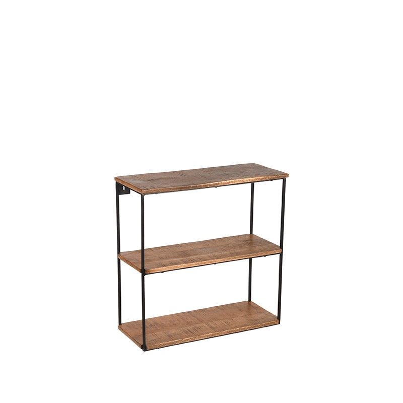 LABEL51 Vintage Wandplank M - Rough Mangohout | Zwart Metaal - 50x20x50 cm