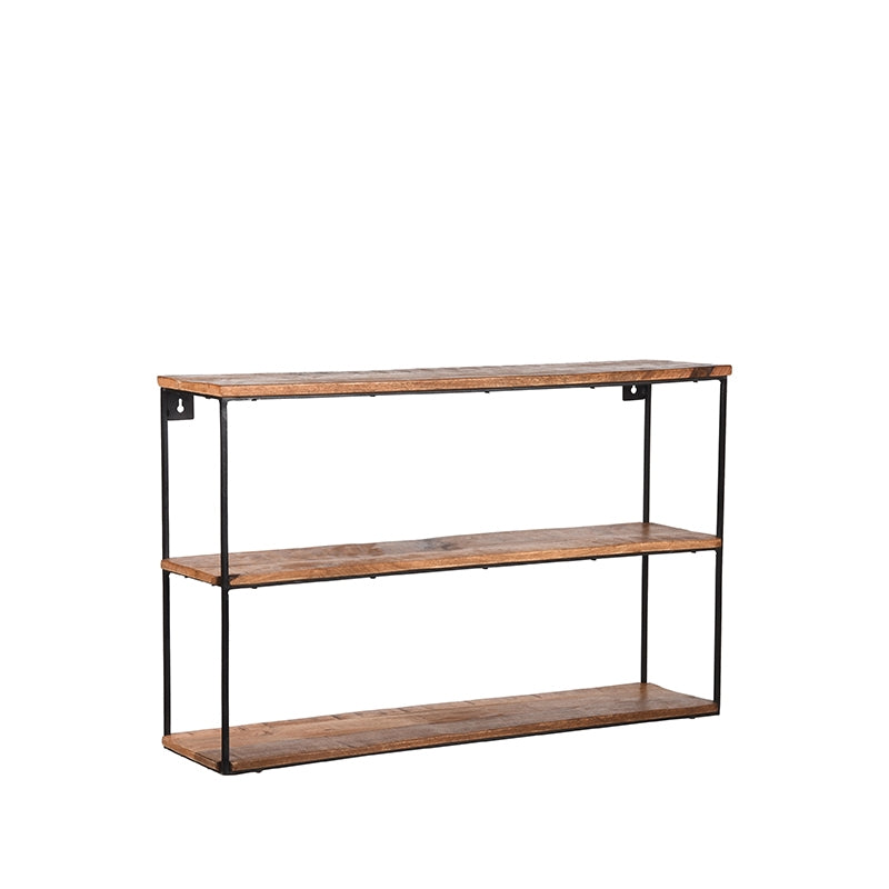 LABEL51 Vintage Wandplank - Rough Mangohout | Zwart Metaal - 80x20x50 cm