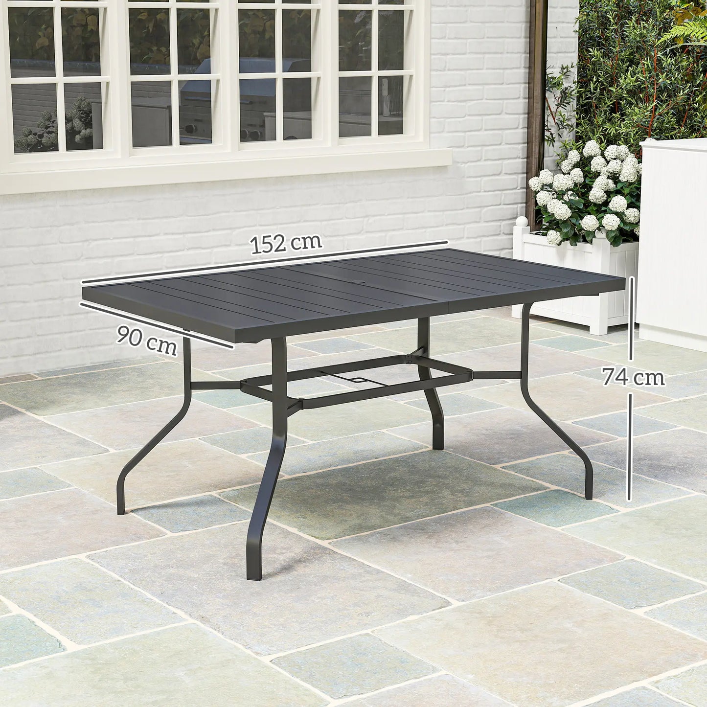 Nancy's Fontaniva Tuintafel - Terrastafel - Eettafel voor buiten - Zwart - Staal - ± 150 x 90 x 75 cm