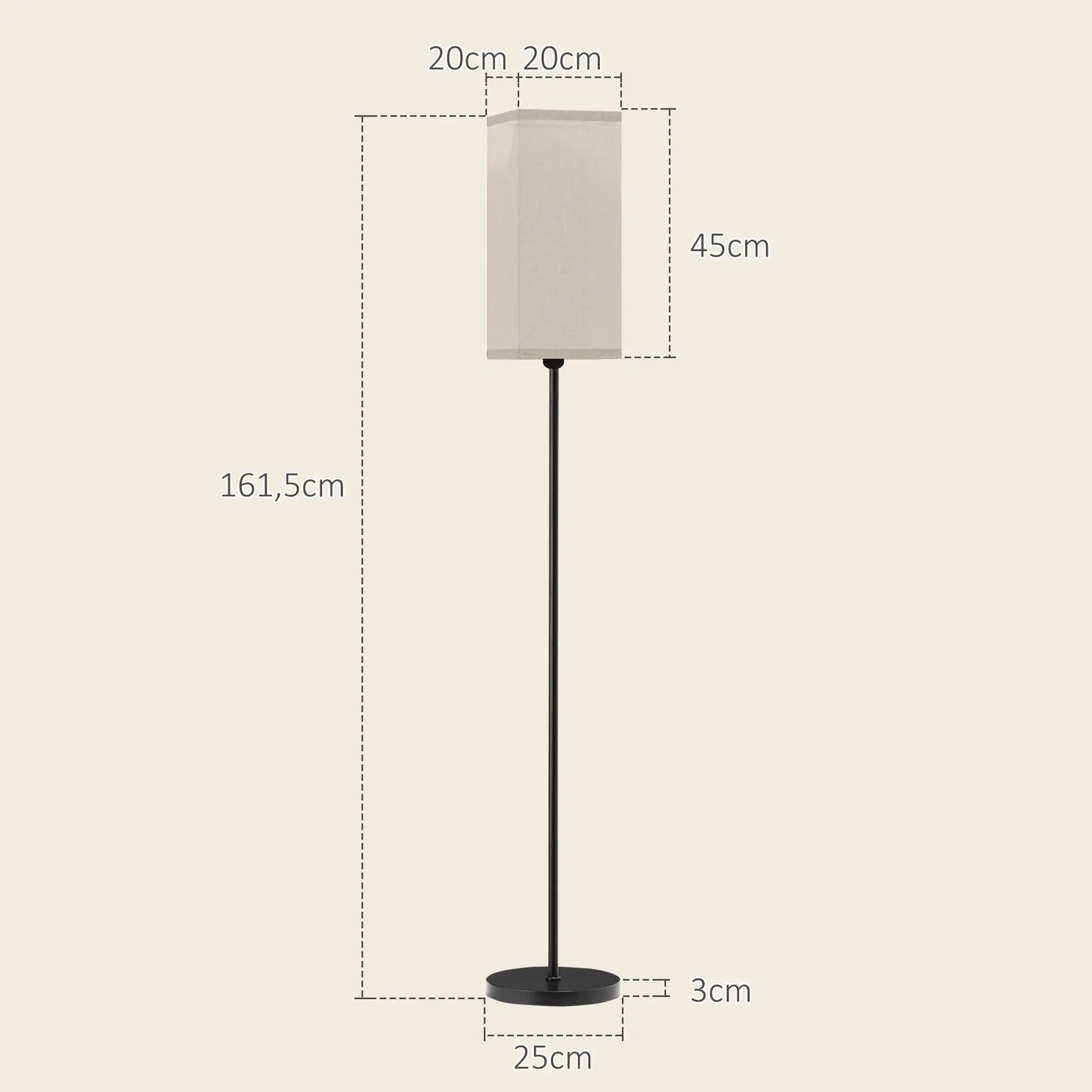 Nancy's Jancais Vloerlamp - Staande Lamp - LED-Lamp - Zwart / Beige - Staal / Linnen