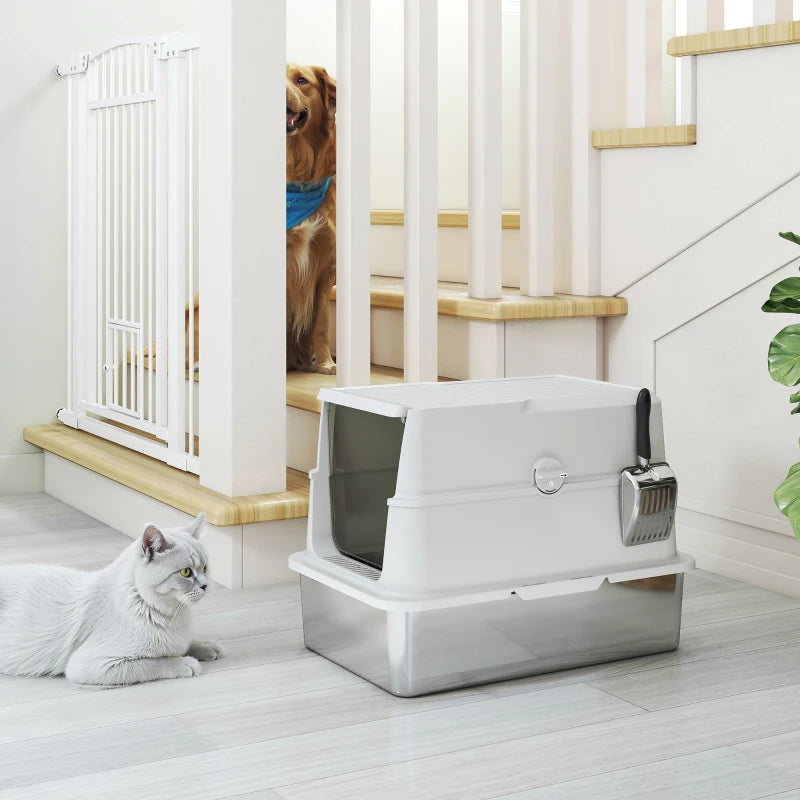 Nancy's Modica Kattenbak - Kattentoilet - Katten wc - RVS / Grijs - ± 60 x 40 x 45 cm