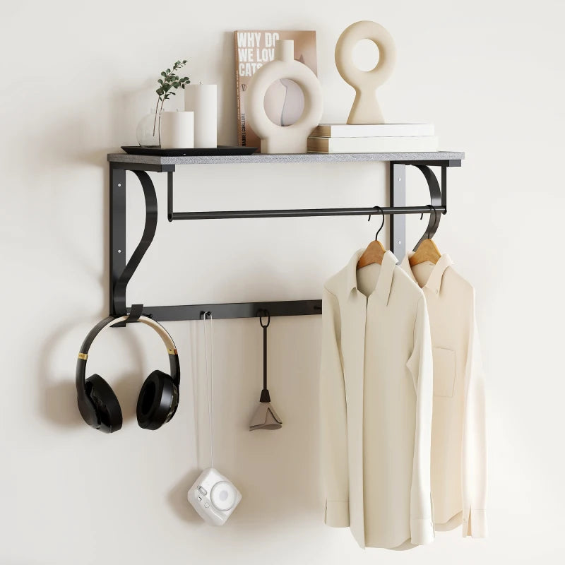 Nancy's Mistretta Wandkapstok - Muurkapstok - Wandgarderobe - Grijs - ± 70 x 25 x 35 cm