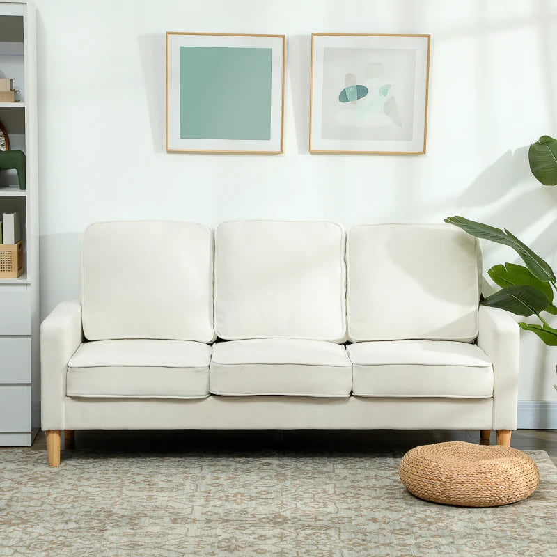 Nancy's Minozzo 3-Zitsbank - Driepersoonsbank - Bank 3 personen - Crèmewit - Fluweel - ± 185 x 80 x 80 cm