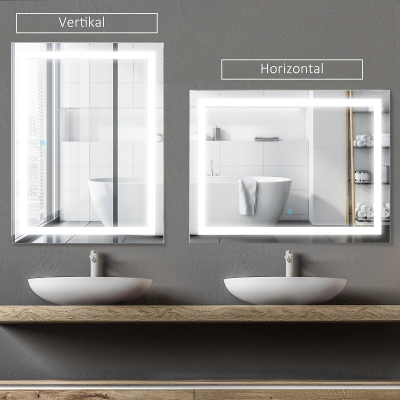 Nancy's Gilroy Badkamerspiegel - Spiegel - Wandspiegel - LED - Glas - Aluminium - Horizontaal - Verticaal - 60 x 80 x 4 cm