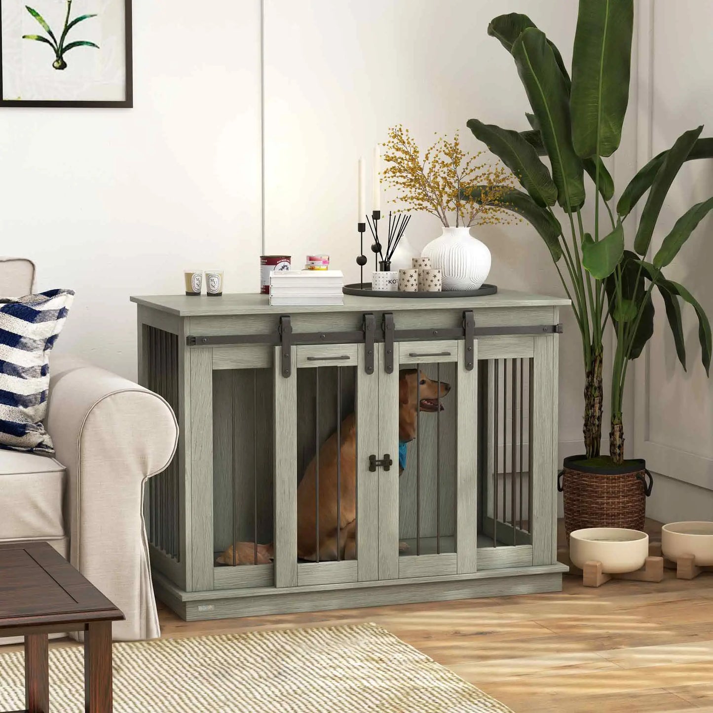 Nancy's Collagna Hondenhok - Hondenbench - Honden Verblijf - Grijs - ± 120 x 60 x 90 cm