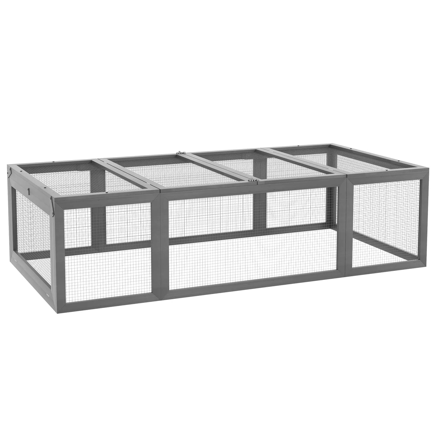 Nancy's Codroipo Konijnenhok - Konijnen ren - Dierenverblijf - Dierenhok - Grijs - Dennenhout - ± 180 x 90 x 50 cm