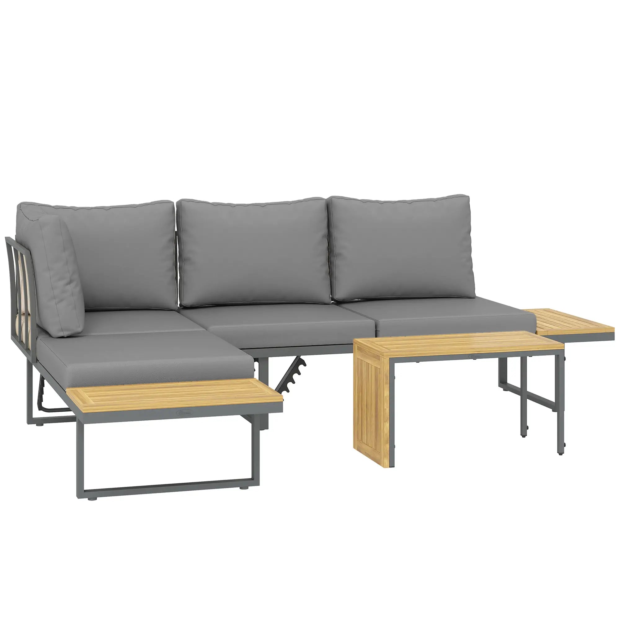 Nancy's Gazzaniga Loungeset - Loungebank - Tuinbank - Met Tafel - Lichtgrijs - Acaciahout