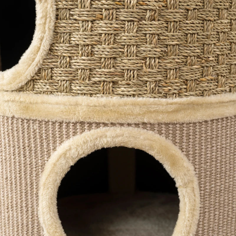 Nancy's Niella Krabpaal - Kattenhol - Kattenpaal - Kaki / Koffie - Pluche / Sisal - ± 45 x 45 x 80 cm