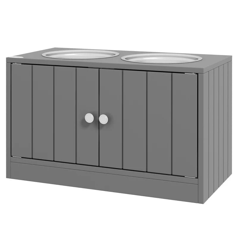 Nancy's Nichelino Voerbak voor Honden - Drinkbak - Voerstation - Met kastruimte - Grijs - ± 60 x 30 x 35 cm