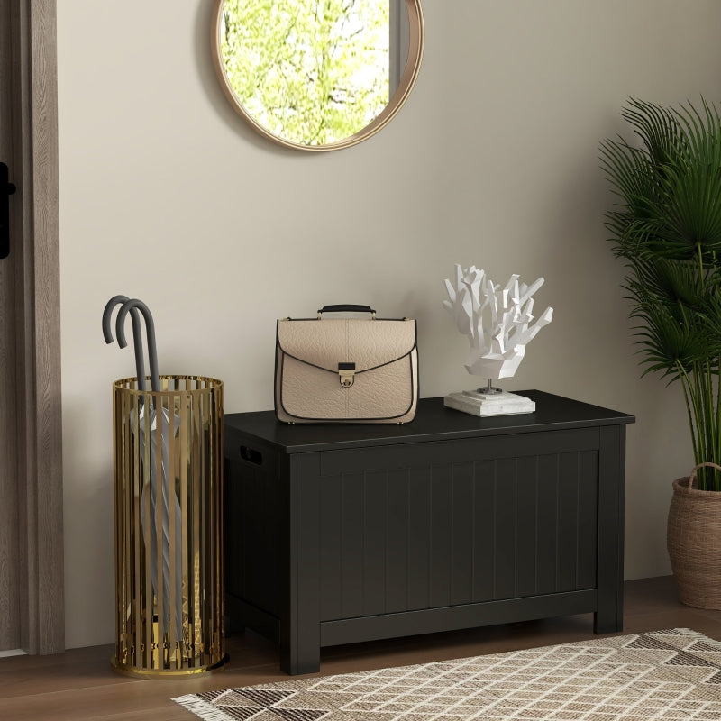 Banc Nancy's Madeley avec espace de rangement avec charnières de sécurité, Boîte de rangement, boîte de rangement, noir