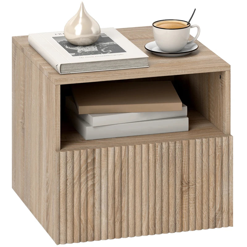 Nancy's Pedavena Zwevend Nachtkastje - Bijzettafeltje - Scandinavisch - Naturel Hout - ± 40 x 40 x 35 cm